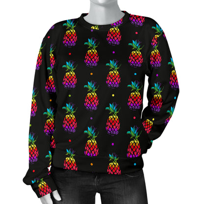 Pineapple Rainbow Dot Print Women Long Sleeve Sweatshirt