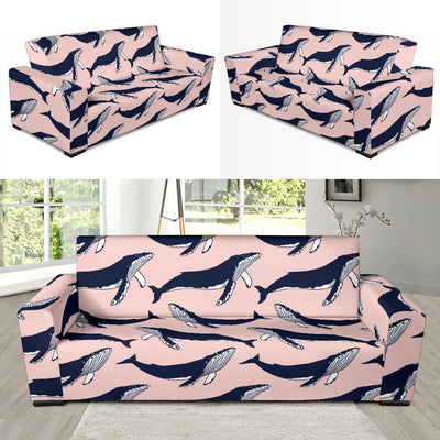 Humpback Whale Pattern Print Design 02 Sofa Slipcover