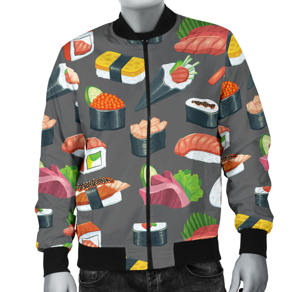 Sushi Pattern Print Men Bomber Jacket