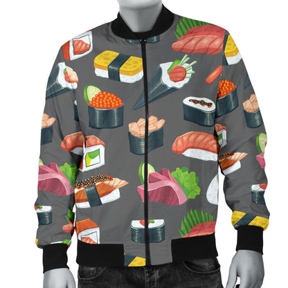 Sushi Pattern Print Men Bomber Jacket
