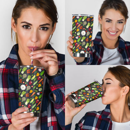 Vegan Pattern Themed Design Print Tumbler