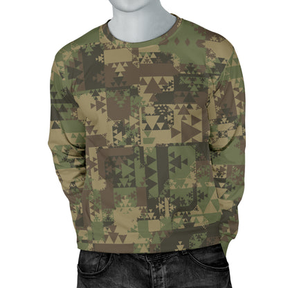 Camouflage Aztec Green Army Print Men Long Sleeve Sweatshirt