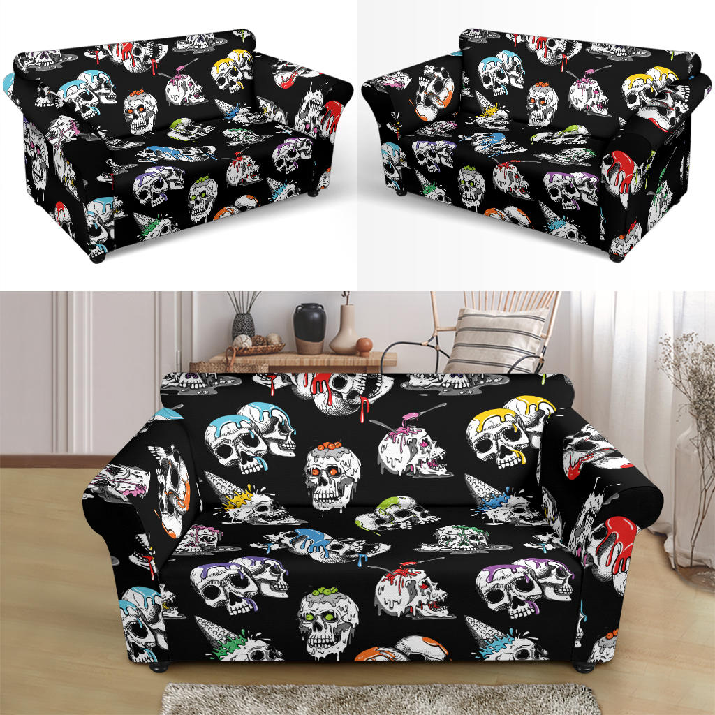 Skull Print Design LKS3013 Loveseat Couch Slipcover