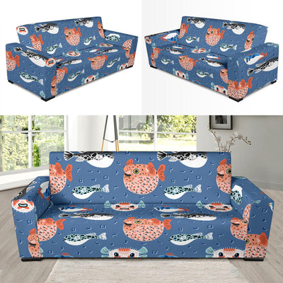 Fugu Pattern Print Design 02 Sofa Slipcover