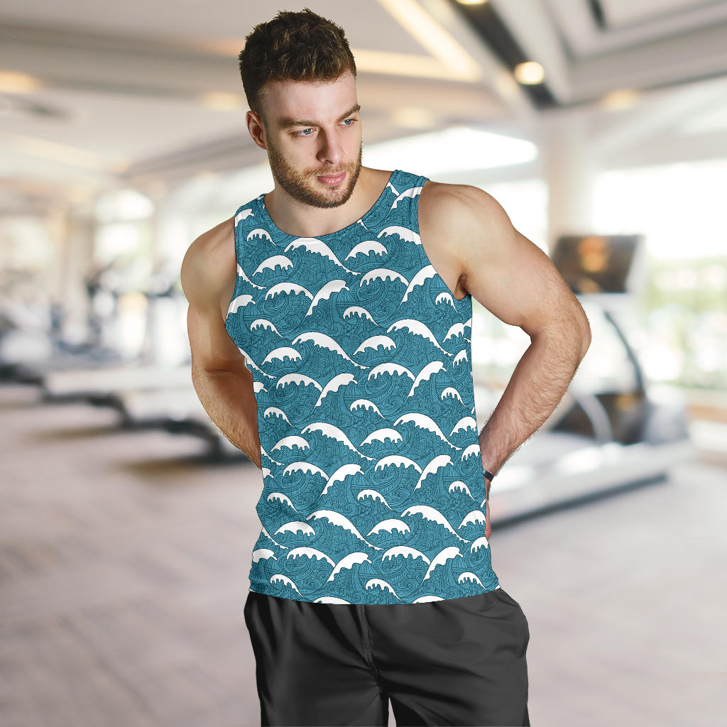 Surf Wave Tribal Design Men Tank Top