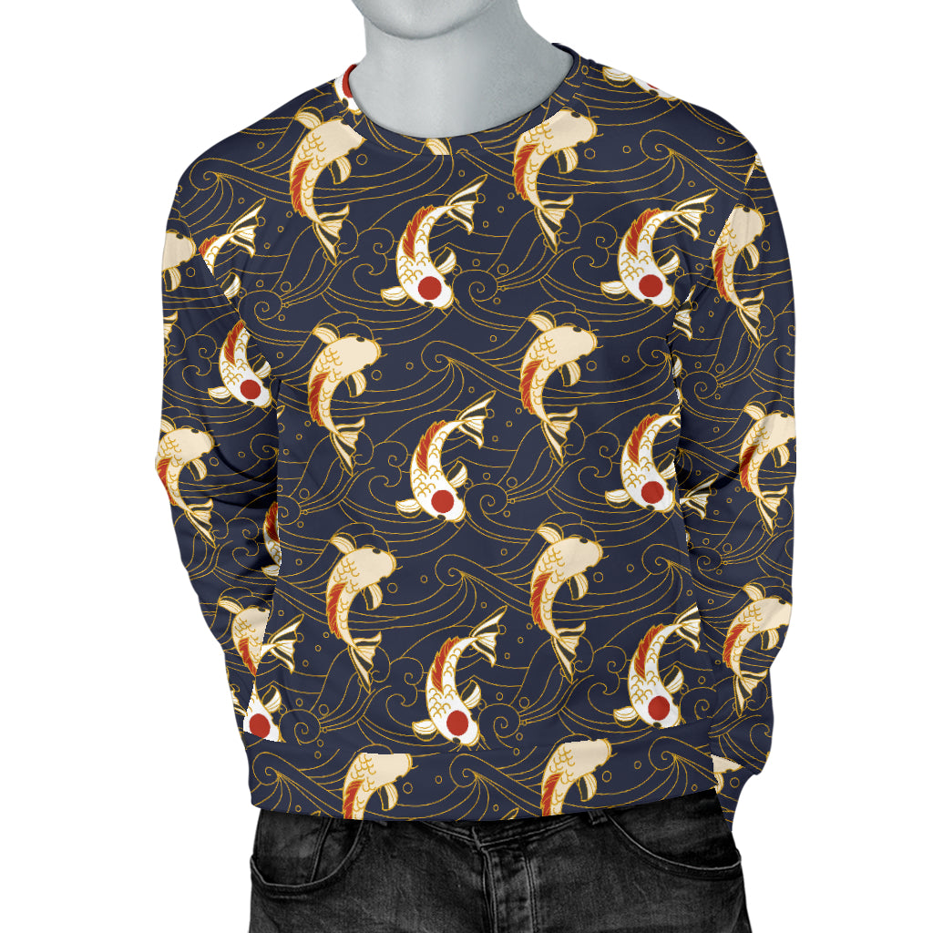 Koi Carp Japanese Design Themed Print Men Long Sleeve Sweatshirt
