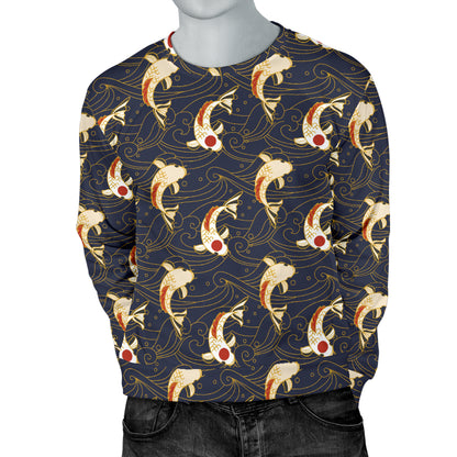 Koi Carp Japanese Design Themed Print Men Long Sleeve Sweatshirt