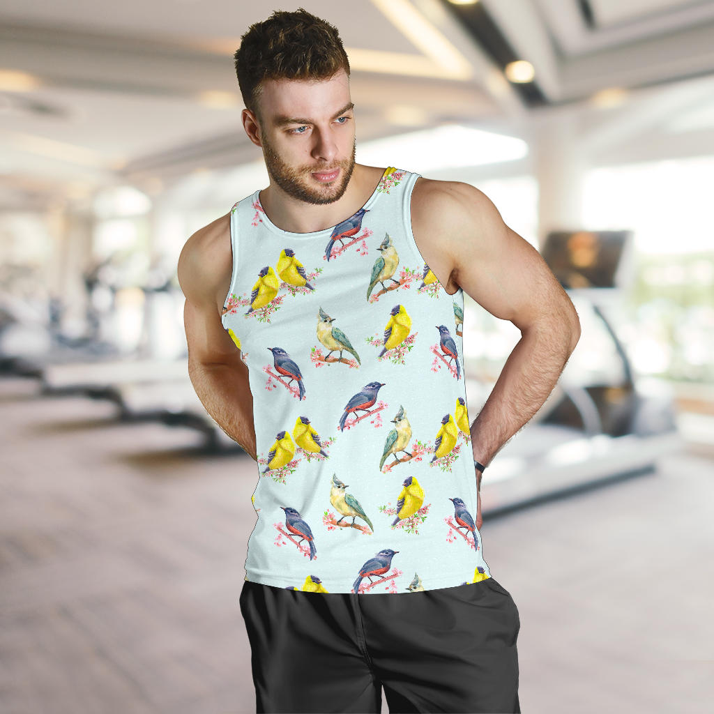 Bird Sweet Themed Print Pattern Men Tank Top