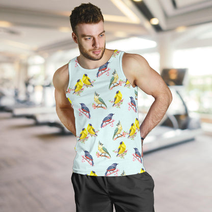 Bird Sweet Themed Print Pattern Men Tank Top