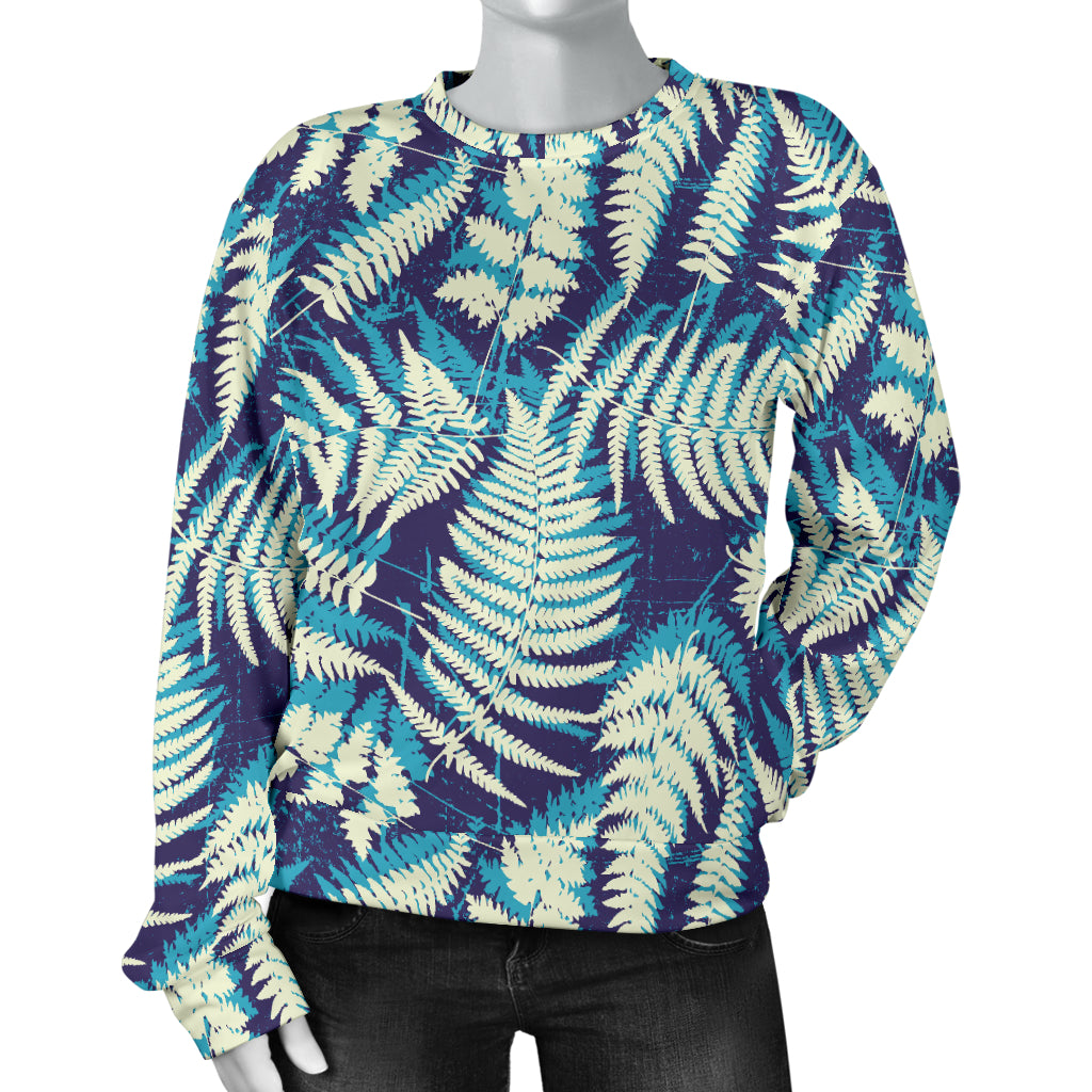 Fern Leave Summer Print Pattern Women Long Sleeve Sweatshirt