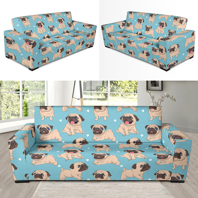 Pug Pattern Print Design A03 Sofa Slipcover