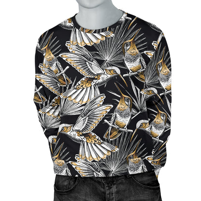 Hummingbird Gold Design Themed Print Men Long Sleeve Sweatshirt