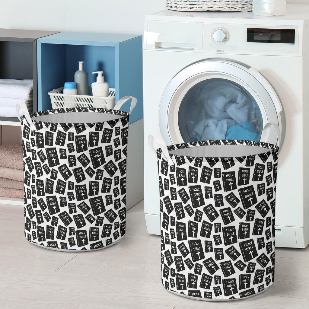 Christian Holy Bible Book Pattern Laundry Basket