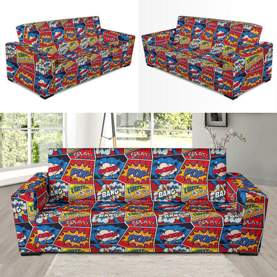 Comic Book Pattern Print Design 03 Sofa Slipcover