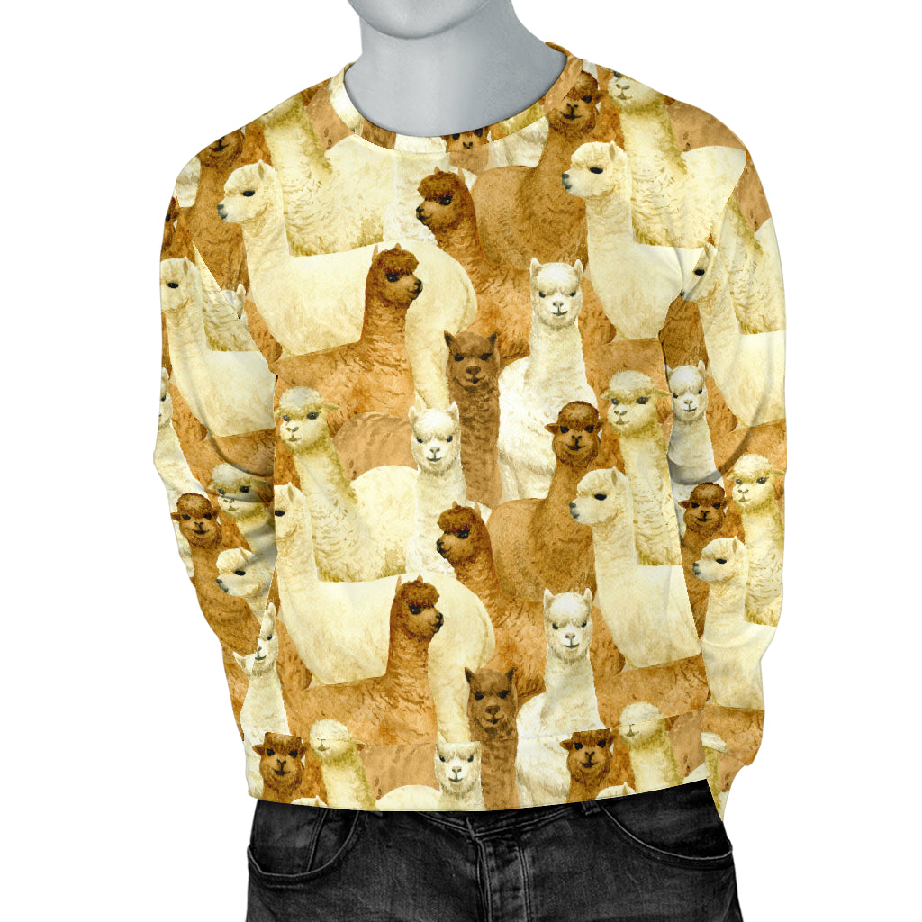 Alpaca Watercolor Design Themed Print Men Long Sleeve Sweatshirt