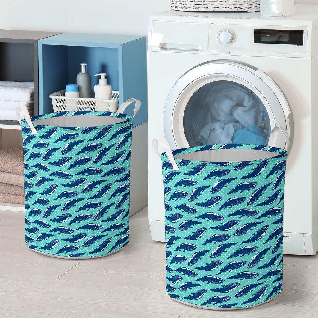 Whale Polka Dot Design Themed Print Laundry Basket
