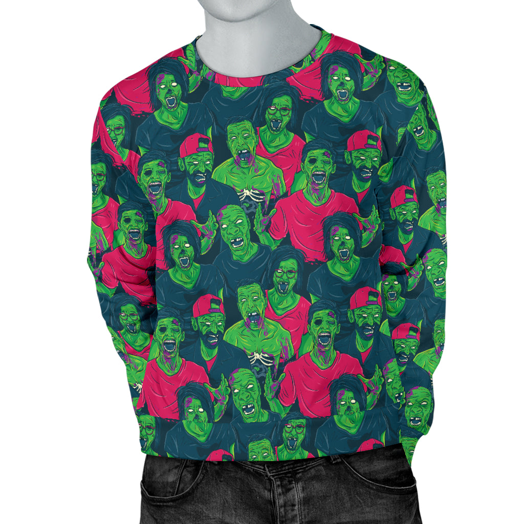 Zombie Themed Design Pattern Print Men Long Sleeve Sweatshirt