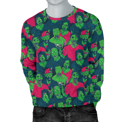 Zombie Themed Design Pattern Print Men Long Sleeve Sweatshirt