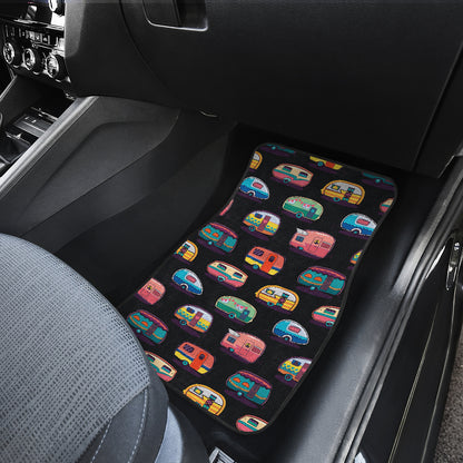 Camper Camping Pattern Car Floor Mats Front Back