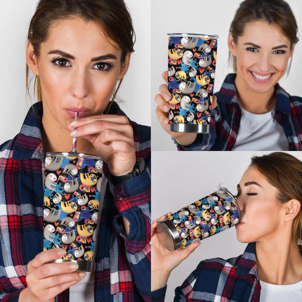 Sloth Cartoon Design Themed Print Tumbler