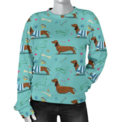 Dachshund Paw Decorative Print Pattern Women Long Sleeve Sweatshirt