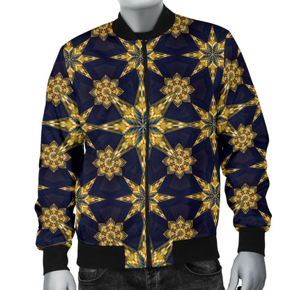 kaleidoscope Gold Print Design Men Bomber Jacket