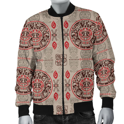 Calendar Aztec Print Pattern Men Bomber Jacket
