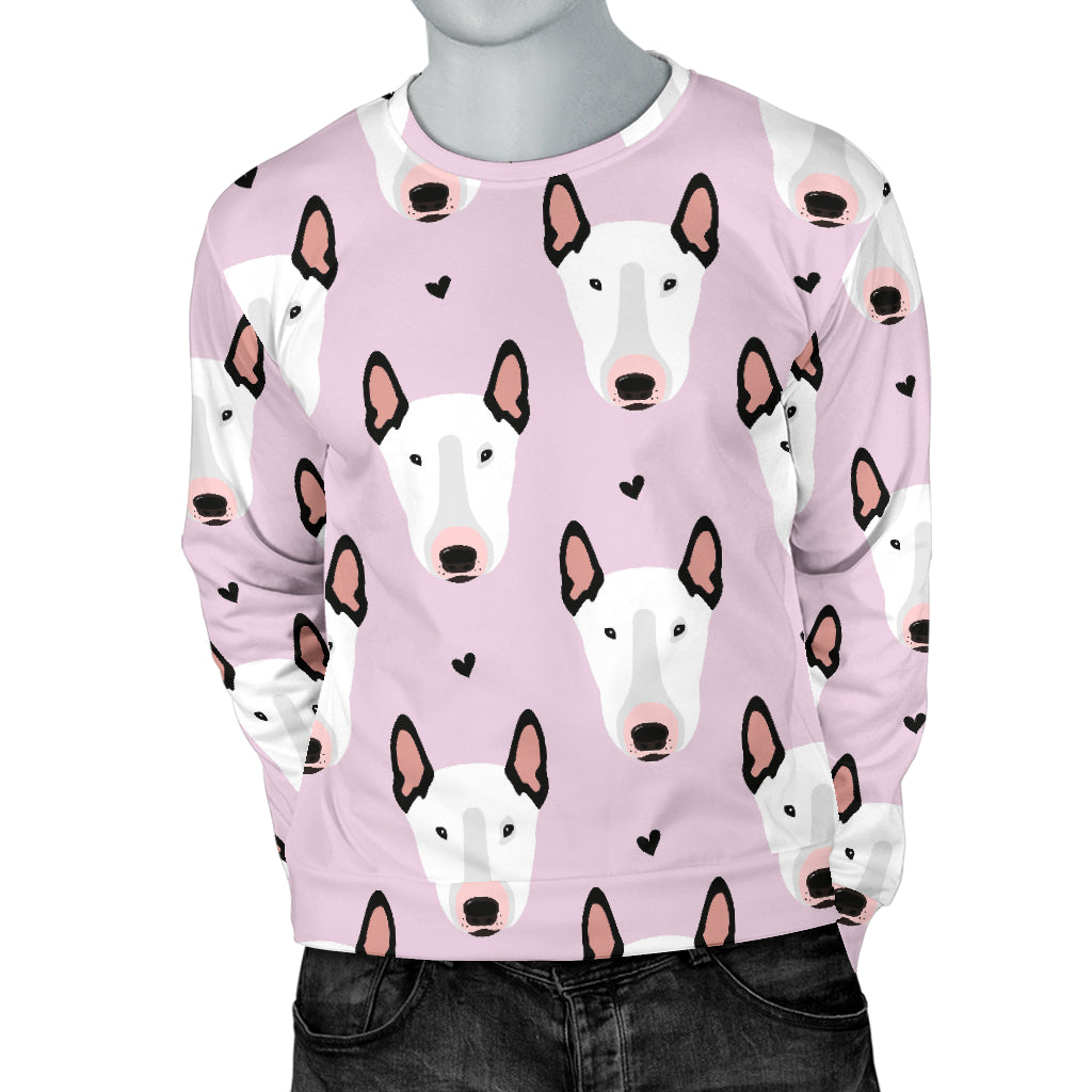 Bull Terrier Pink Print Pattern Men Long Sleeve Sweatshirt