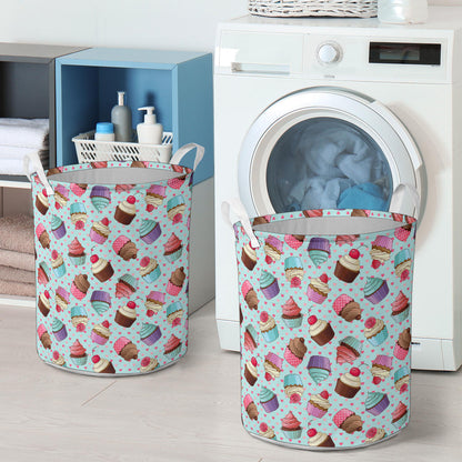 Cupcakes Fancy Heart Print Pattern Laundry Basket