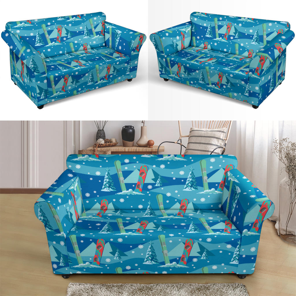 Snowboard Print Design LKS301 Loveseat Couch Slipcover