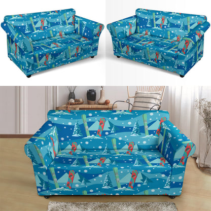 Snowboard Print Design LKS301 Loveseat Couch Slipcover