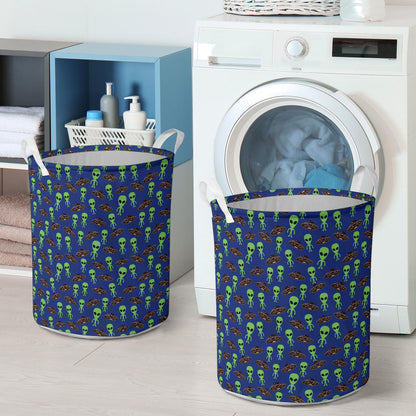 Alien Green UFO Pattern Laundry Basket