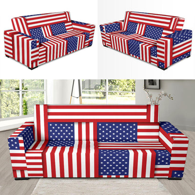 Patriotic US Flag Pattern Print Design A01 Sofa Slipcover