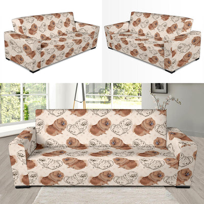 Pomeranians Pattern Print Design A01 Sofa Slipcover