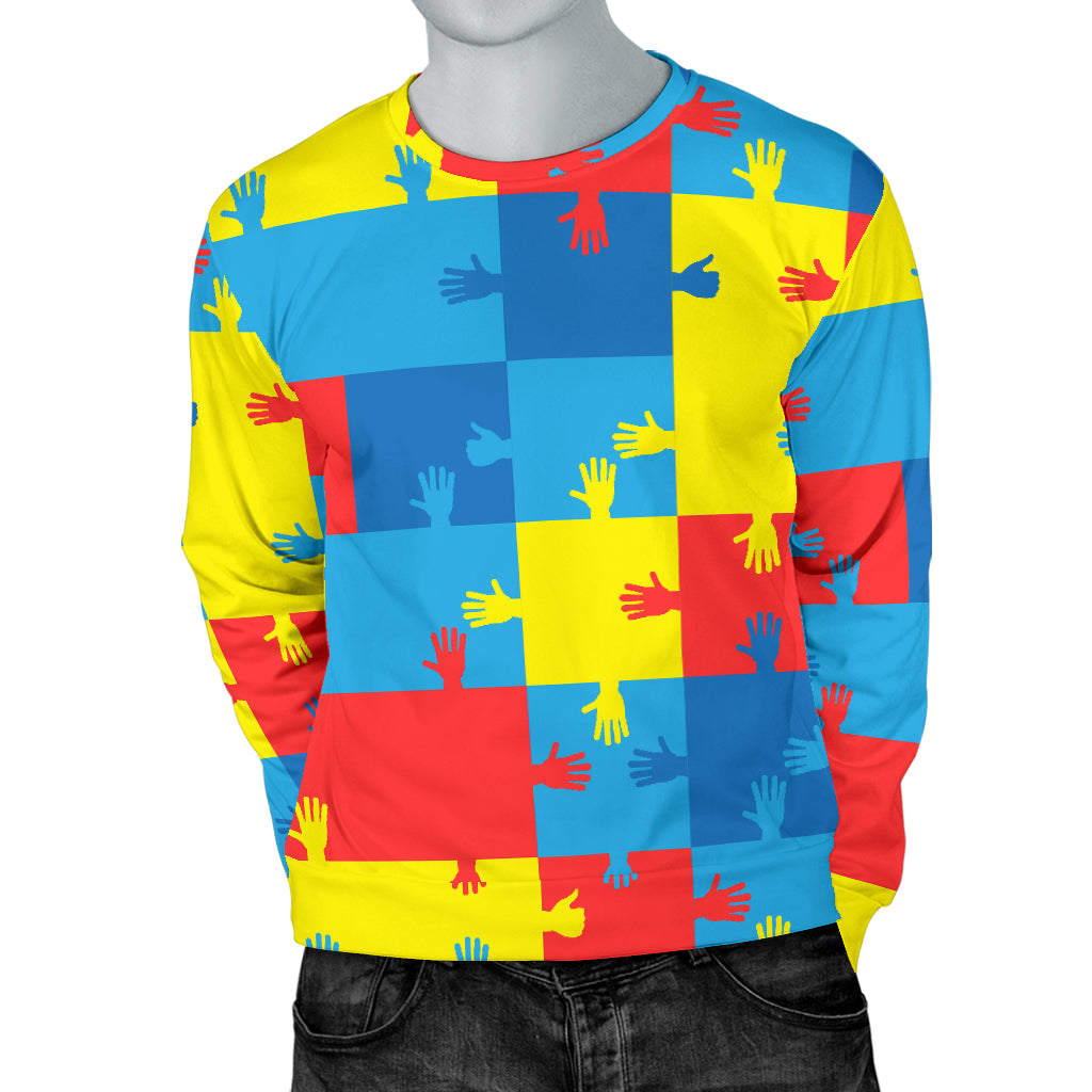 Autism Awareness Design Themed Print Men Long Sleeve Sweatshirt