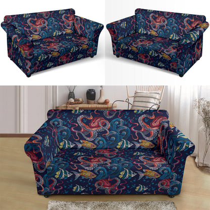 Underwater Giant Squid Print Design LKS302 Loveseat Couch Slipcover