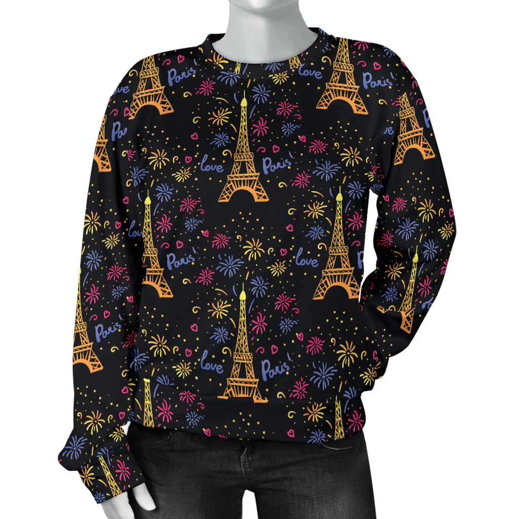 Eiffel Tower Love Paris Print Women Long Sleeve Sweatshirt