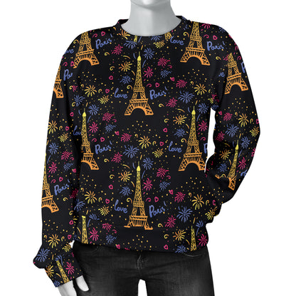 Eiffel Tower Love Paris Print Women Long Sleeve Sweatshirt