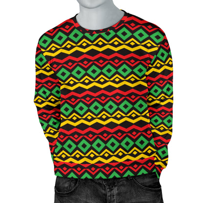 Rasta Reggae Color Themed Men Long Sleeve Sweatshirt