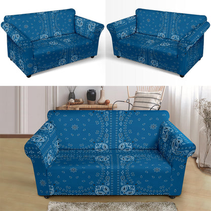 Bandana Blue Print Design LKS301 Loveseat Couch Slipcover