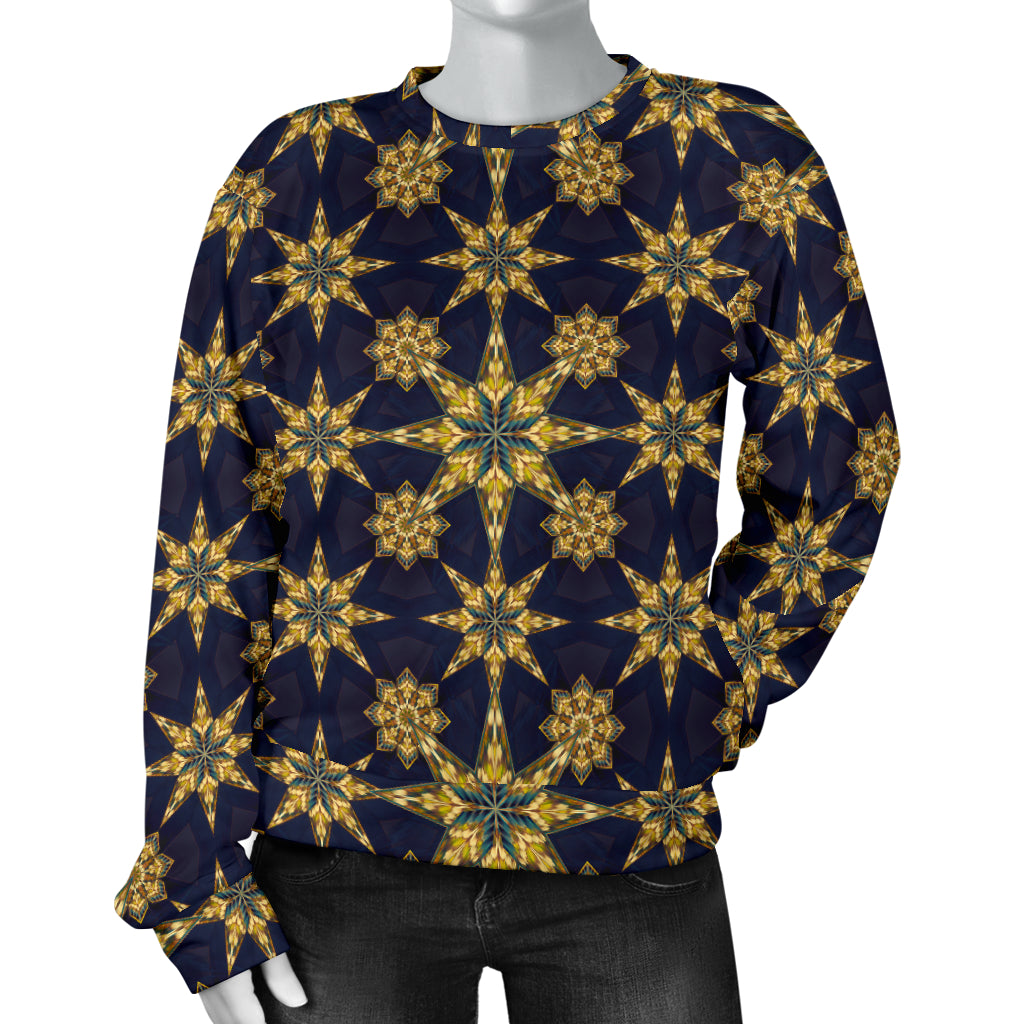 kaleidoscope Gold Print Design Women Long Sleeve Sweatshirt