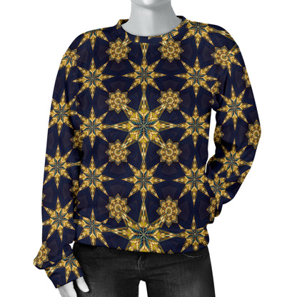 kaleidoscope Gold Print Design Women Long Sleeve Sweatshirt
