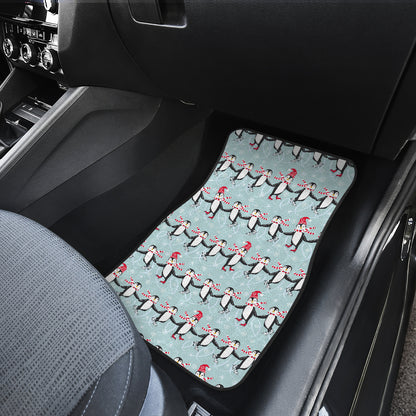 Penguin Sking Design Car Floor Mats Front Back