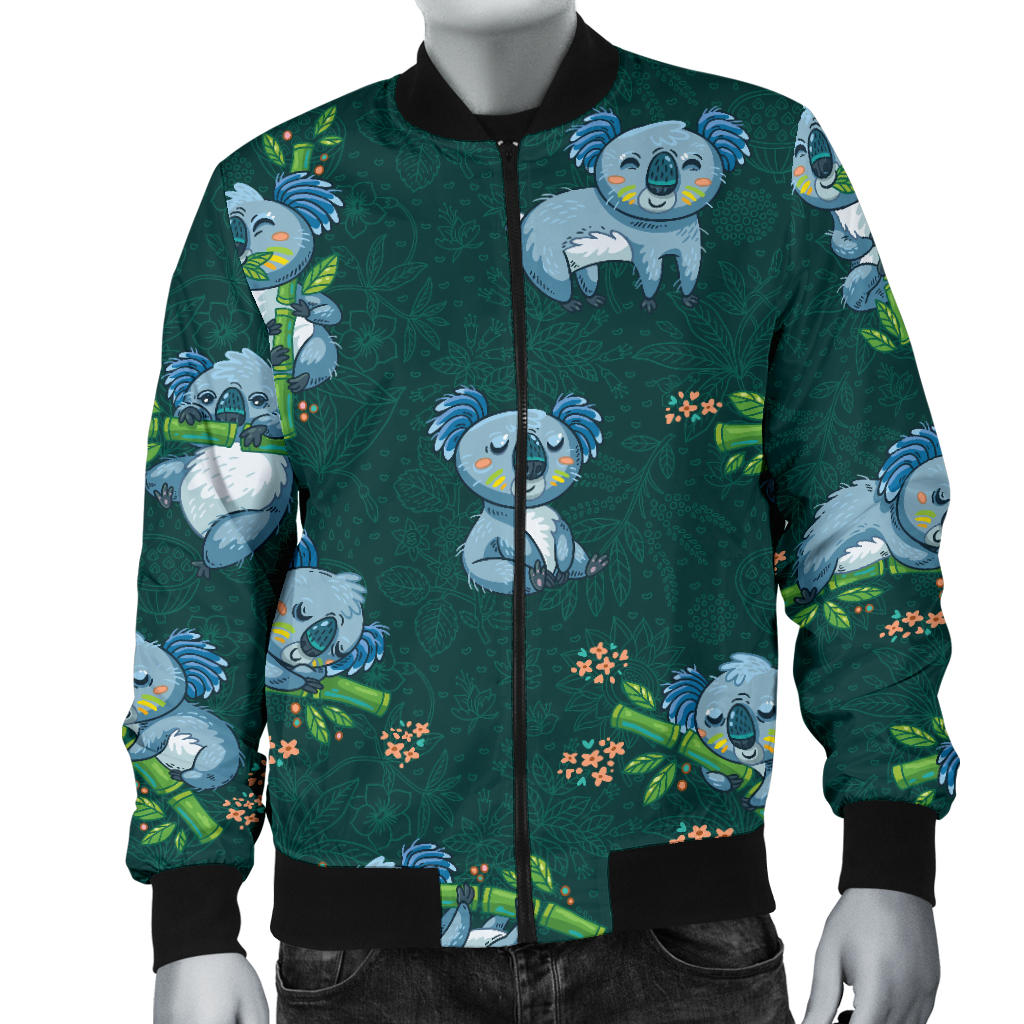 Koala Blue Design Print Men Bomber Jacket