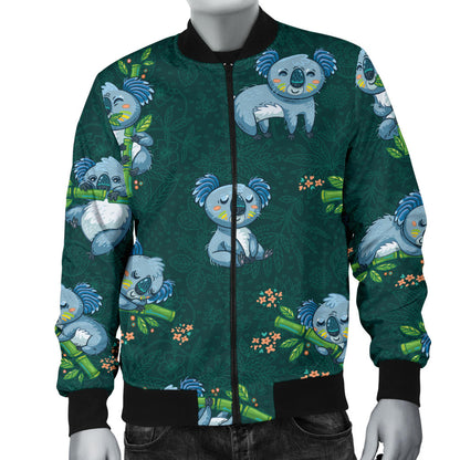 Koala Blue Design Print Men Bomber Jacket