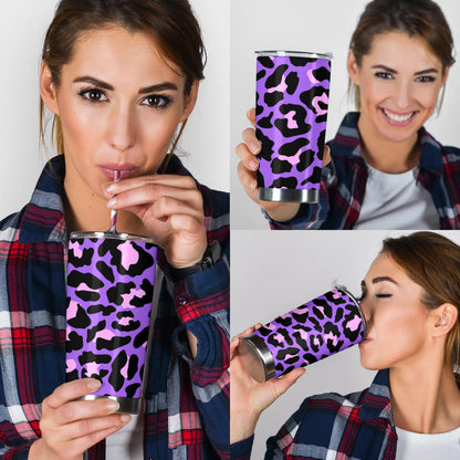 Cheetah Purple Neon Print Pattern Tumbler