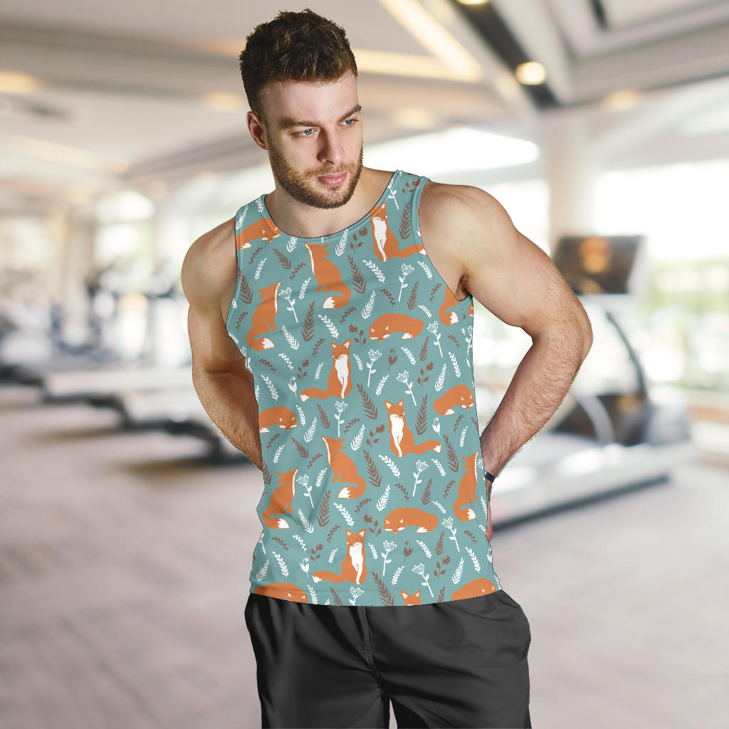 Fox Forest Print Pattern Men Tank Top