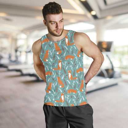 Fox Forest Print Pattern Men Tank Top