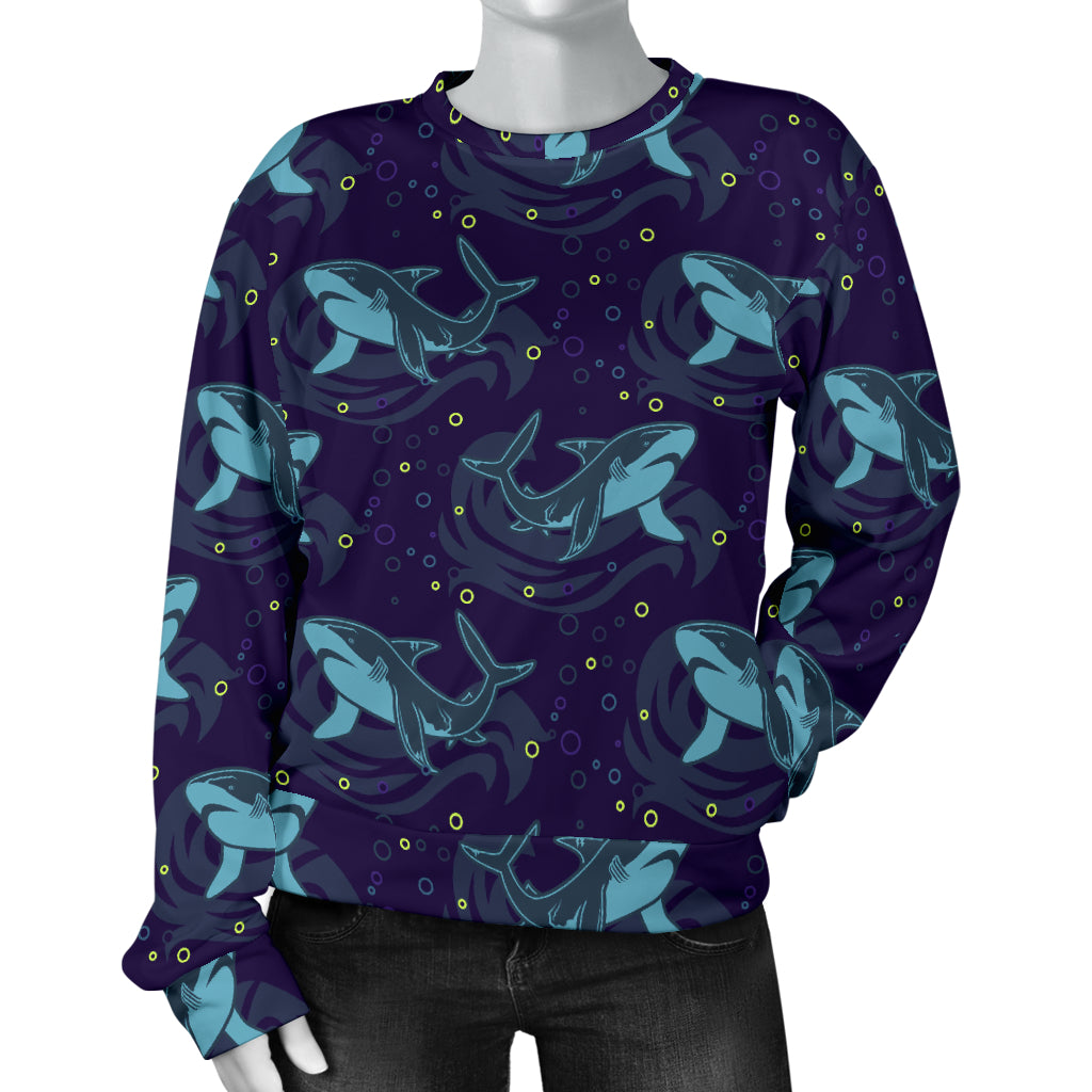Shark Themed Print Women Long Sleeve Sweatshirt