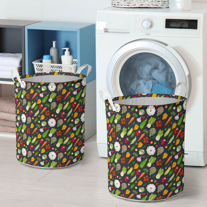 Vegan Pattern Themed Design Print Laundry Basket